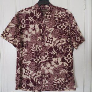 Cooke Street Mens S/S Purple Cotton Hawaiian Shirt - Size Large
